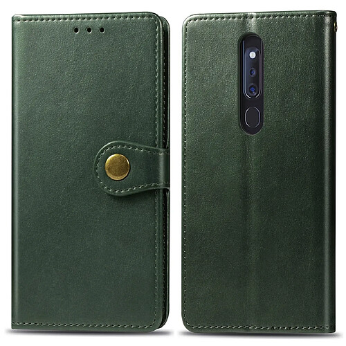 Wewoo Housse Coque Etui en cuir de protection pour téléphone mobile avec boucle rétro de couleur unie lanière et cadre photofente carte et portefeuille et support OPPO F11 / A9 vert