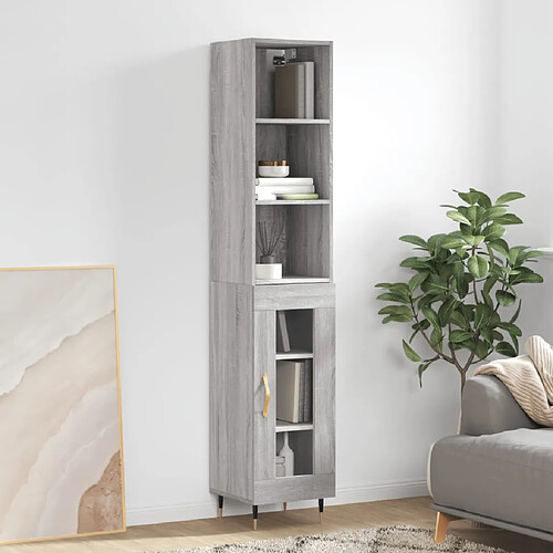 vidaXL Buffet haut Sonoma gris 34,5x34x180 cm Bois d'ingénierie