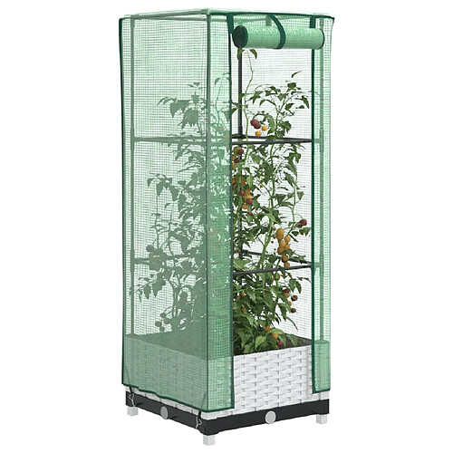 vidaXL Jardinière surélevée avec housse aspect rotin 40x40x123 cm