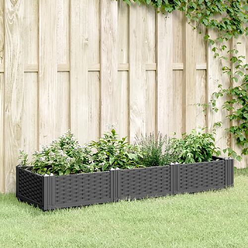 vidaXL Jardinière avec piquets noir 125x40x28,5 cm PP