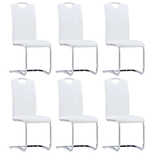 Maison Chic Lot de 6 Chaises à manger cantilever,Chaises à dîner blanc similicuir -MN92805