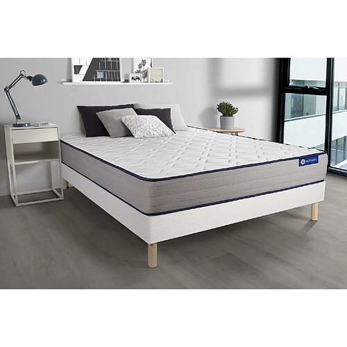 ACTISOM Ensemble matelas Latex et Mémoire de forme ACTILATEX FORM 180x200 cm 5zones de confort + sommier KIT blanc