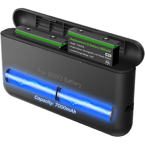 SANAG Insta 360X3 Batterie Chargeur, 7000 Mah Banque D'Alimentation Compatible Avec Batterie Insta 360X3 Accessoires Avec Emplacements Pour Carte Sd Misro (Batterie Non Incluse)