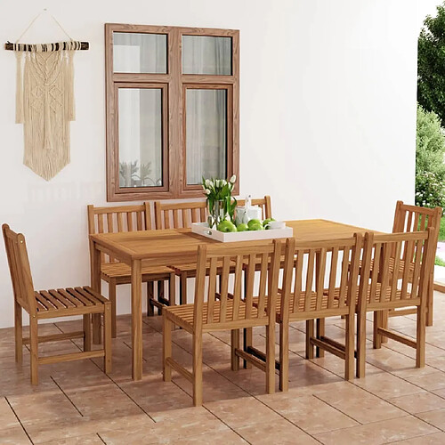 Salle à manger de jardin 9 pcs,Table et chaise à dîner Bois de teck solide -MN54095