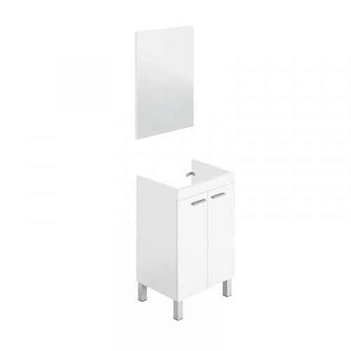 Dansmamaison Meuble sous vasque 50 cm + miroir Blanc brillant - CEPKON