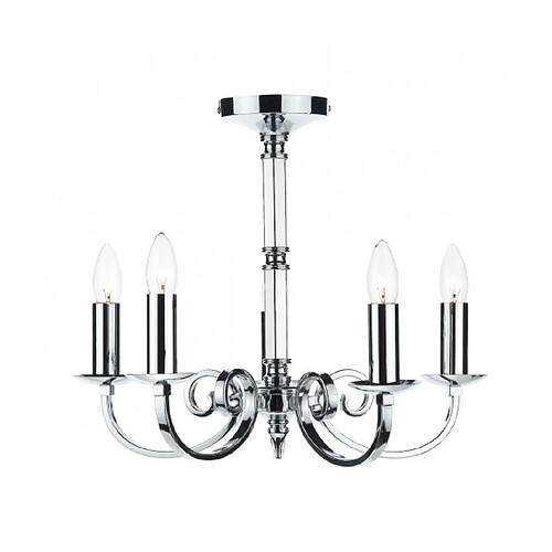 Luminaire Center Suspension Murray Chrome poli 5 ampoules 36,5cm