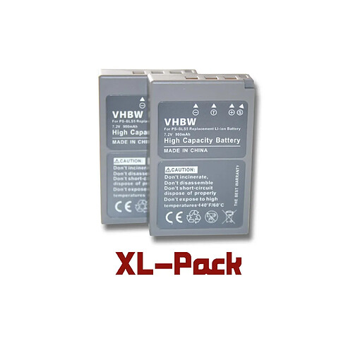 vhbw 2x batterie remplace Olympus BLS-5, BLS-50, BLS50, PS-BLS5 pour appareil photo APRN (900mAh, 7,2V, Li-Ion)