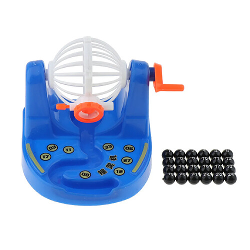 Mini Cage Bingo et Balles Set Machine de Jeu de Loterie Interactive Interactive Blue