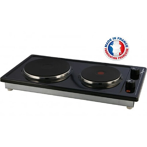 Mezieres Réchaud table de cuisson noir modulable 2 feux 3000W