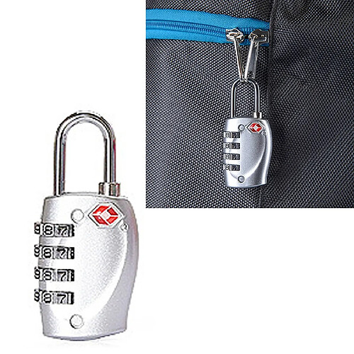 Wewoo Cadenas argent TSA Combinaison 4 Chiffres Bagages Voyage Valise Sécurité Serrure de Câble Douane TSA Métal Mot de Passe Anti-vol Fil