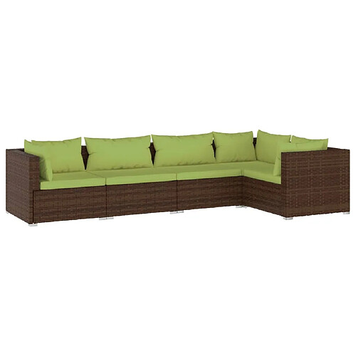 Maison Chic Salon de jardin 5 pcs + coussins - Mobilier/Meubles de jardin - Table et chaises d'extérieur résine tressée marron -MN82822