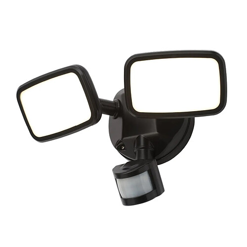 Lumière Projecteur extérieur à LED PIR Twin réglable FireRated 3000k noir IP65