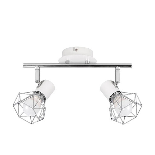 NETTLIFE 2 Spots de Plafond Pivotantes Intérieur Blanc Industriel en Métal E14 Réglable à 350° pour Bureau Vestiaire Couloir Salle de Bain