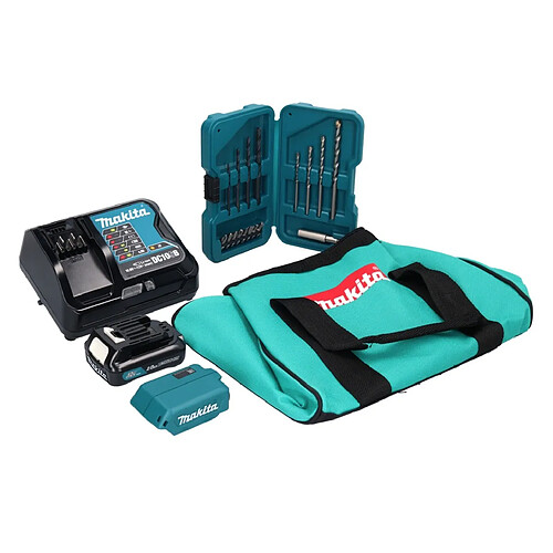 Makita DF 333 DSAX6 Perceuse-visseuse sans fil 30Nm 12V + 1x Batterie 2,0Ah + Chargeur + Set de 17 accessoires + Glacière