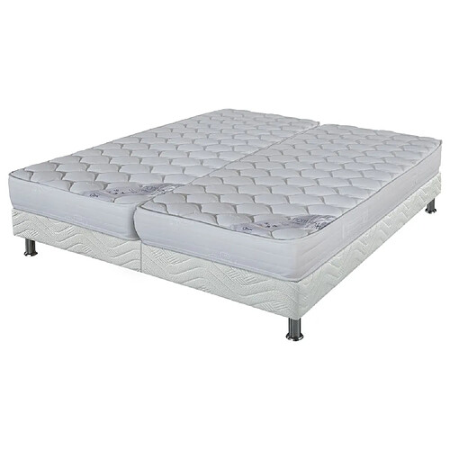 Ebac Matelas Montana + sommier tapissier Omega - 2x80x200 - Mousse - Hauteur 18 cm