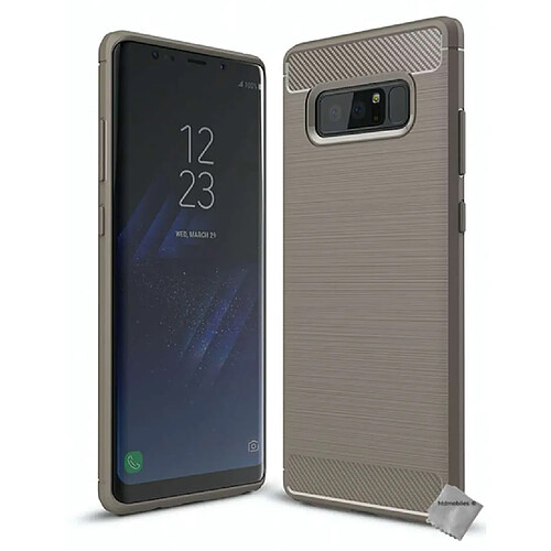 Htdmobiles Coque silicone gel carbone pour Samsung Galaxy Note 8 + verre trempe - GRIS