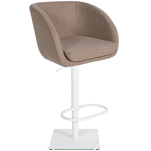 Decoshop26 Tabouret de bar chaise haute x1 avec revêtement en feutrine taupe base métal carrée blanc 10_0004879