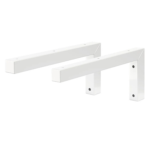 ML-Design Set 2x Consoles Murale en Forme de L, 350x150x30 mm, Blanc, Acier, Design Flottant Équerre, Supports d'Étagère en Angle pour Lavabo/Table pour Salle de Bain/Salon, Matériel de Montage Inclus