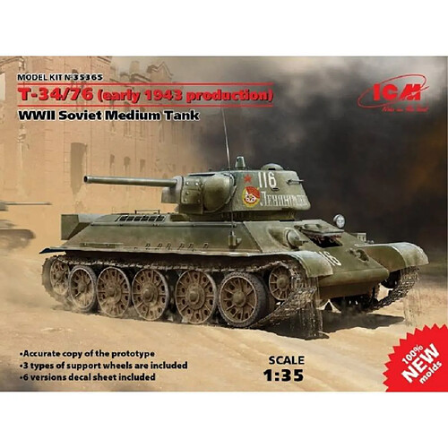 Icm Maquette Char Wwii Soviet Medium Tank T-34/76 (early 1943 Production)