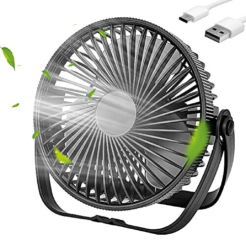 Ventilateur de Bureau USB, Petit Ventilateur de Bureau Portable Alimenté par USB, ventilateur de Refroidissement de Table Personnel Silencieux à Vent Fort à 3 Vitesses, mini Ventilateur de Bureau Rotatif à 360 Degrés pour la maison