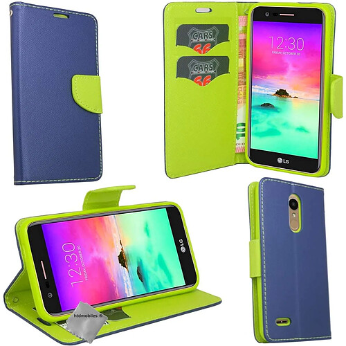 Htdmobiles Housse etui portefeuille pour LG K11 / K10 (2018) + film ecran - BLEU / VERT