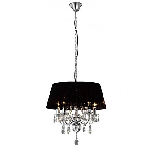 Luminaire Center Suspension abats jours Olivia Chrome poli 5 ampoules 69cm