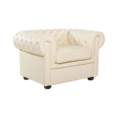 Beliani Fauteuil CHESTERFIELD Cuir Beige