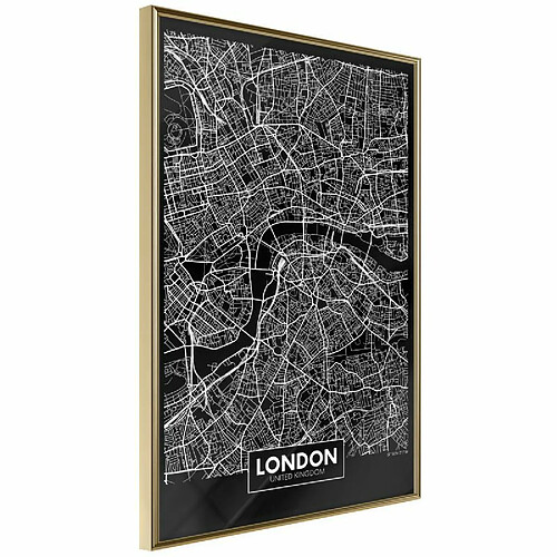 Paris Prix Affiche Murale Encadrée City Map London Dark 40 x 60 cm Or