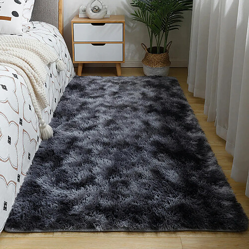 LUUCOZK Tapis à poils longs doux et moelleux pour chambre à coucher et salon - Gris foncé-80x160cm