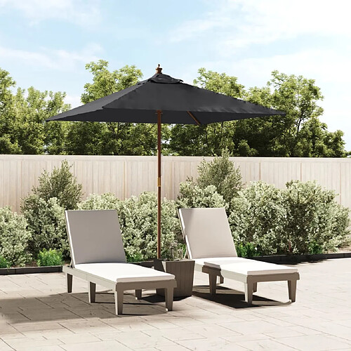 vidaXL Parasol de jardin avec mât en bois noir 198x198x231 cm