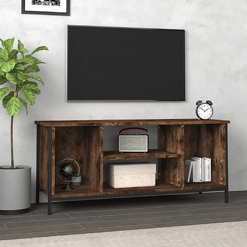 vidaXL Meuble TV chêne fumé 102x35x45 cm bois d'ingénierie