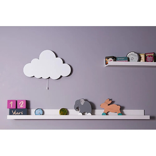 HOMEMANIA Lampe Murale Cloud - Cloud, Applique - pour les enfants - pour la chambre des enfants - Blanc en MDF, 40 x 3 x 25 cm, 1 x LED Strip, Max 14,4 W, 600LM