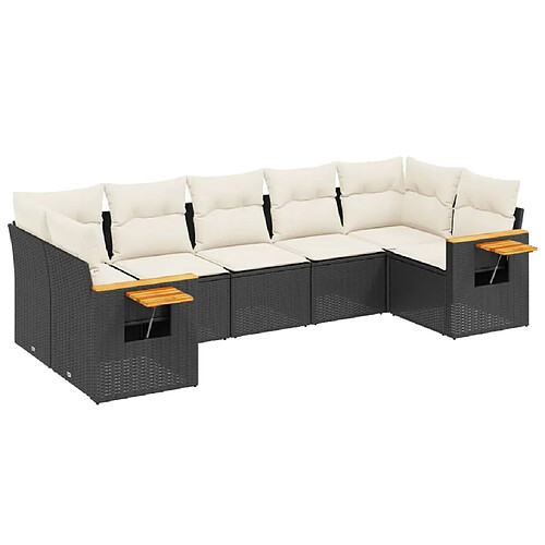 Maison Chic Ensemble Tables et chaises d'extérieur 7pcs avec coussins,Salon de jardin noir résine tressée -GKD727612