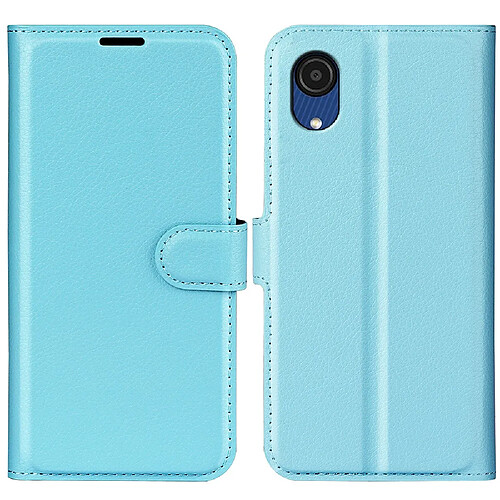 Coque en TPU + PU anti-rayures, texture litchi avec support bleu pour votre Samsung Galaxy A03 Core