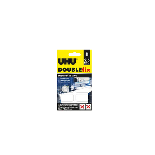 Pastilles adhésives UHU Doublefix Extra Fort Intérieur - 16 pastilles - 36450