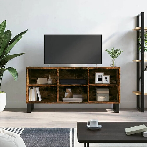 Maison Chic Meuble TV scandinave - Banc TV pour salon chêne fumé 103,5x30x50 cm bois d'ingénierie -MN47672