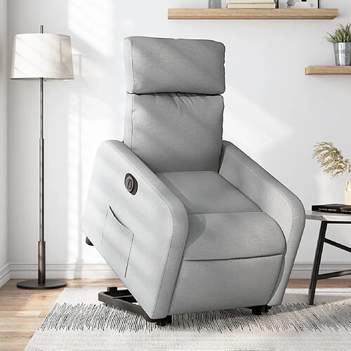 vidaXL Fauteuil inclinable électrique gris clair tissu