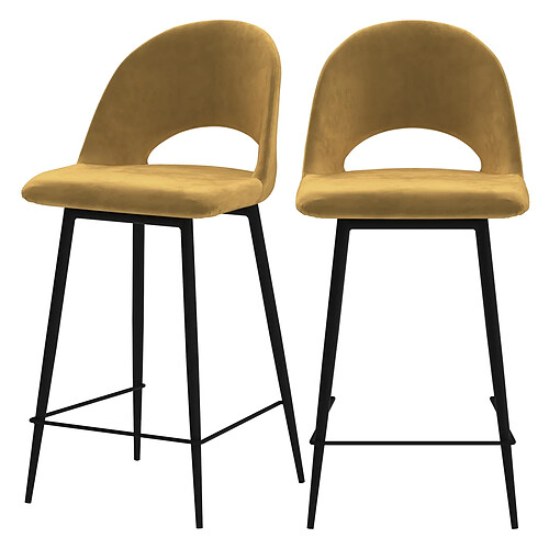 Rendez Vous Deco Chaise de bar mi-hauteur Pénélope jaune 65 cm (lot de 2)