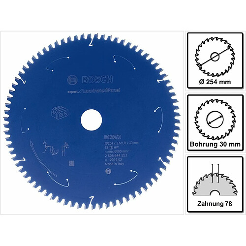 Bosch Lame de scie circulaire Expert for Laminated Panel 254 x 1,8 x 30 mm - 78 dents ( 2608644553 )