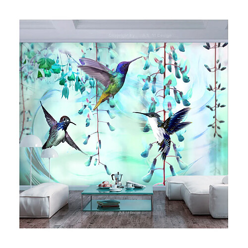 Artgeist Papier peint - Flying Hummingbirds (Green) [350x245]