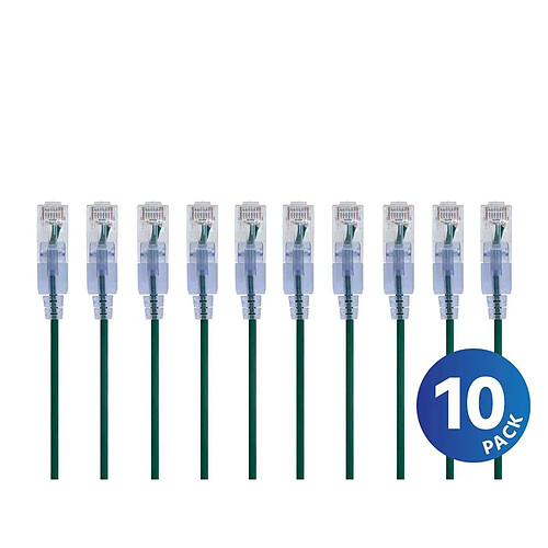 Monoprice Cat6A Ethernet Patch Cable | Snagless RJ45 | UTP | Pure Bare Copper Wire | 10G | 30AWG | 10-Pack | SlimRun Series