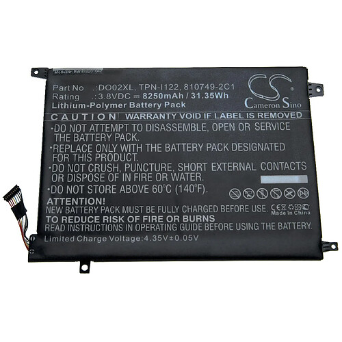 vhbw batterie compatible avec HP Pavilion K2N76PA, K2N77PA, K5C45PA, K5C46PA, X2 10, X2 10-J013TU laptop (8250mAh, 3.8V, Li-Polymère, noir)