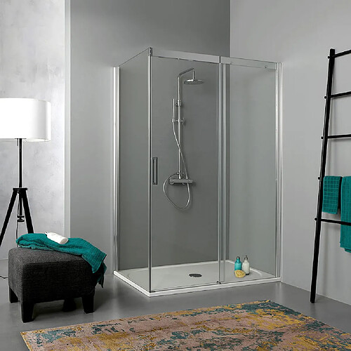 Kiamami Valentina CABINE DE DOUCHE 80x130 ANGULAIRE AVEC PORTE COULISSANTE