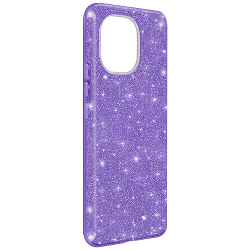 Avizar Coque Xiaomi Mi 11 5G Paillette Amovible Silicone Semi-rigide violet