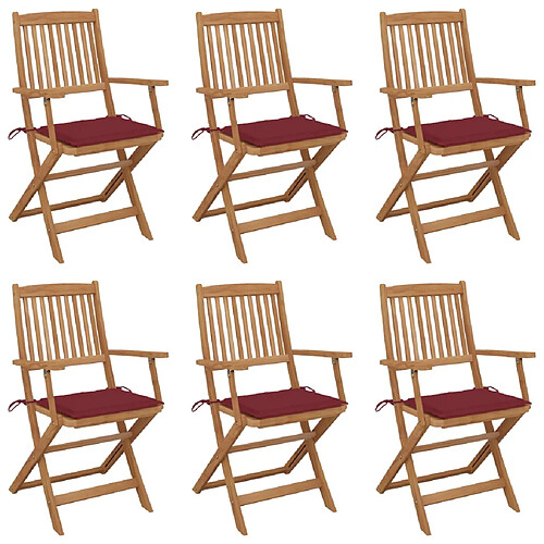 vidaXL Chaises pliables de jardin lot de 6 avec coussins Bois d'acacia