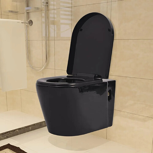 vidaXL Toilette murale Céramique Noir