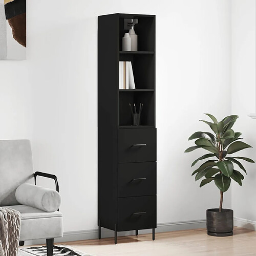 vidaXL Buffet haut Noir 34,5x34x180 cm Bois d'ingénierie