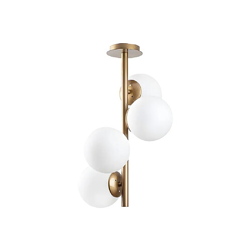 Vente-Unique Lustre en métal et verre - 4 globes - D. 32 cm x H. 53 cm - Doré et blanc - FAZE