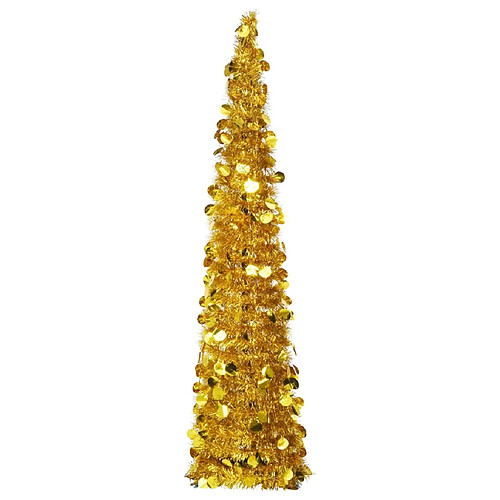 vidaXL Sapin de Noël artificiel escamotable doré 150 cm PET