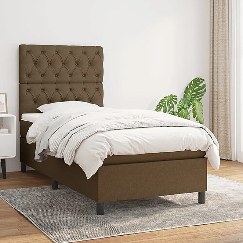 vidaXL Sommier à lattes de lit avec matelas Marron foncé 80x200 cm